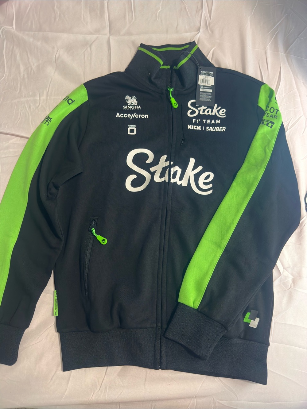 Stake F1 Team Black & Neon Green Zip Jacket